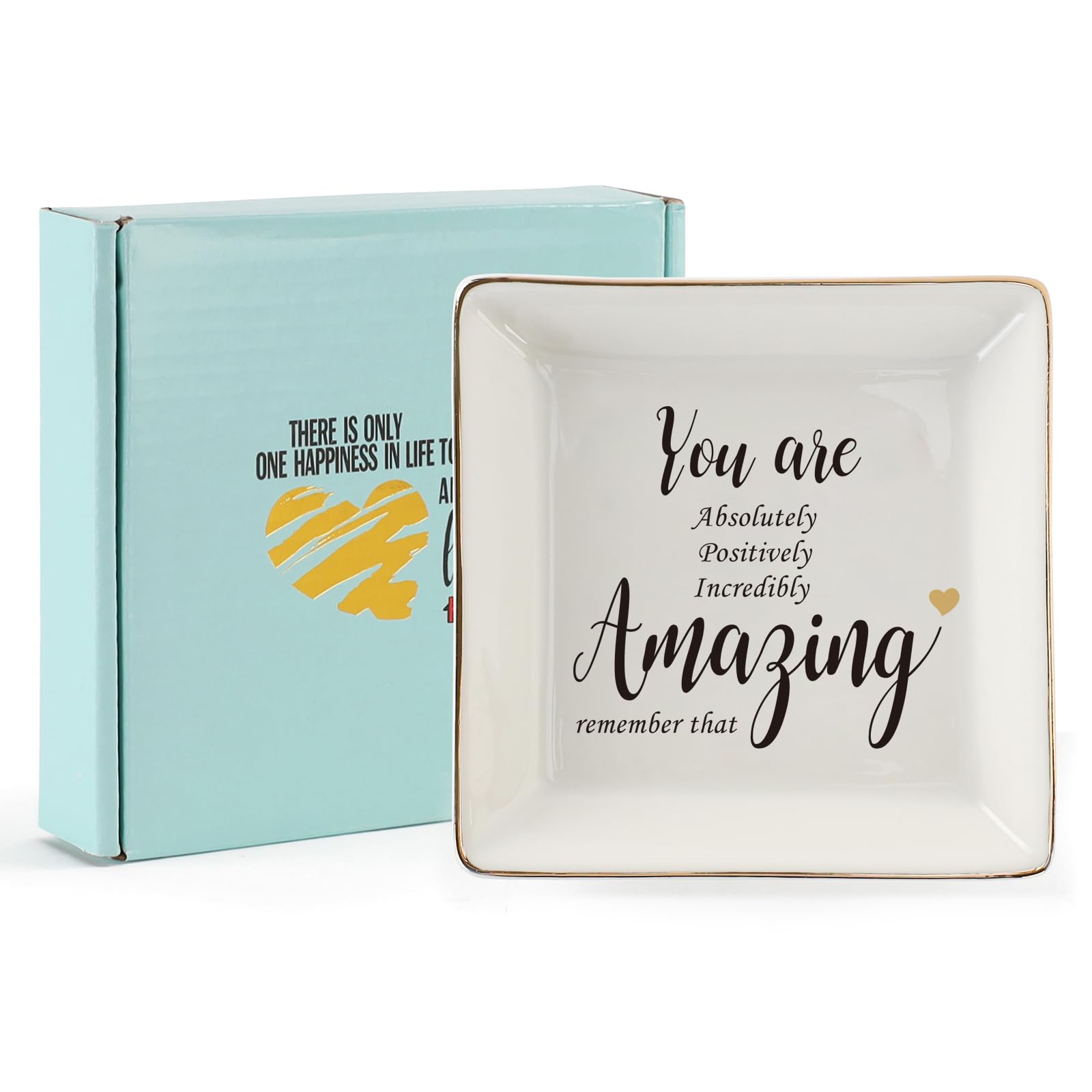 HOME SMILE Ceramic Ring Dish - Elegant Jewelry Tray for Rings, Earrings & Small Accessories - Perfect Gift for Mom, Sister & Friends - Bedroom, Bathroom & Vanity Organizer