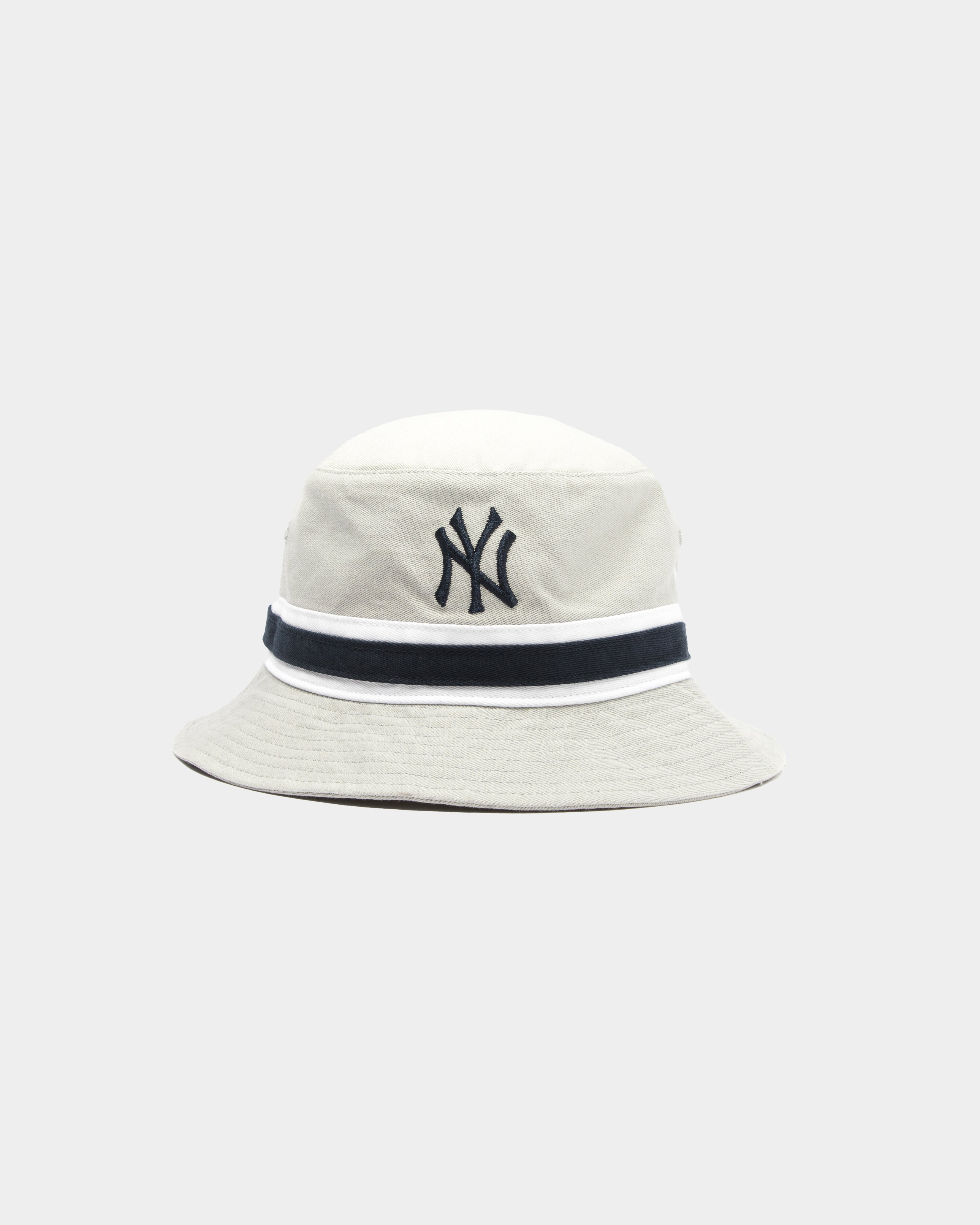 47 Brand New York Yankees Striped Bucket Grey Hat - Adjustable Cotton Baseball Cap for Men & Women - Perfect for Games, Outdoor Activities & Fashion