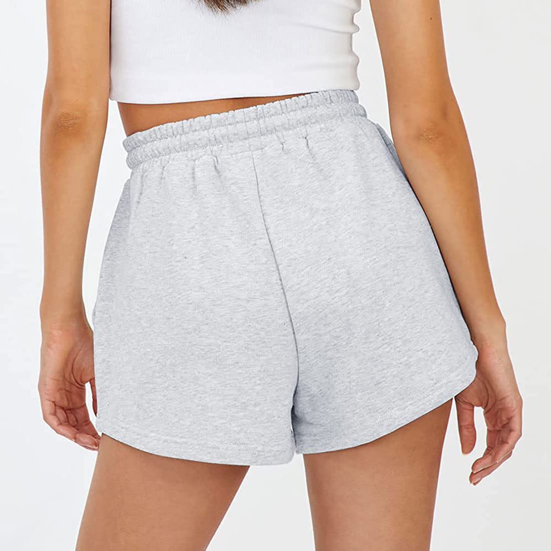 ASHER FASHION Women's High Waist Athletic Shorts with Pockets - Summer Running Shorts, Elastic Drawstring Comfort for Workout & Yoga - Perfect for Gym, Jogging and Casual Wear