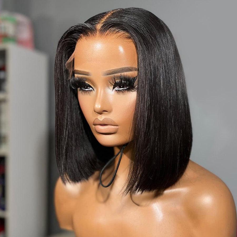WOWANGEL 13x6 HD Lace Short Bob Wig - Silk Straight 250% Density Human Hair Full Frontal Wig for Women | Perfect for Daily Wear, Cosplay & Special Occasions