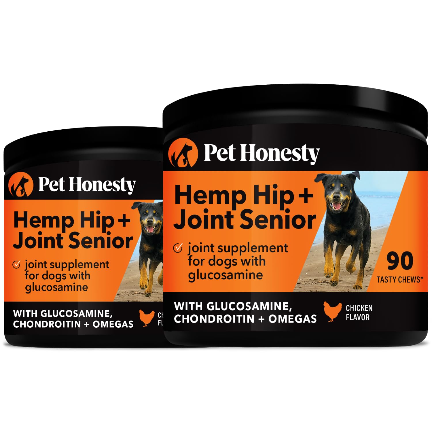 Pet Honesty Senior Hemp Oil Dog Joint Supplement with Glucosamine, Collagen & MSM - Hip & Joint Support for Senior Dogs - 2 Pack Bundle - Ideal for Aging Dogs with Mobility Issues & Joint Discomfort