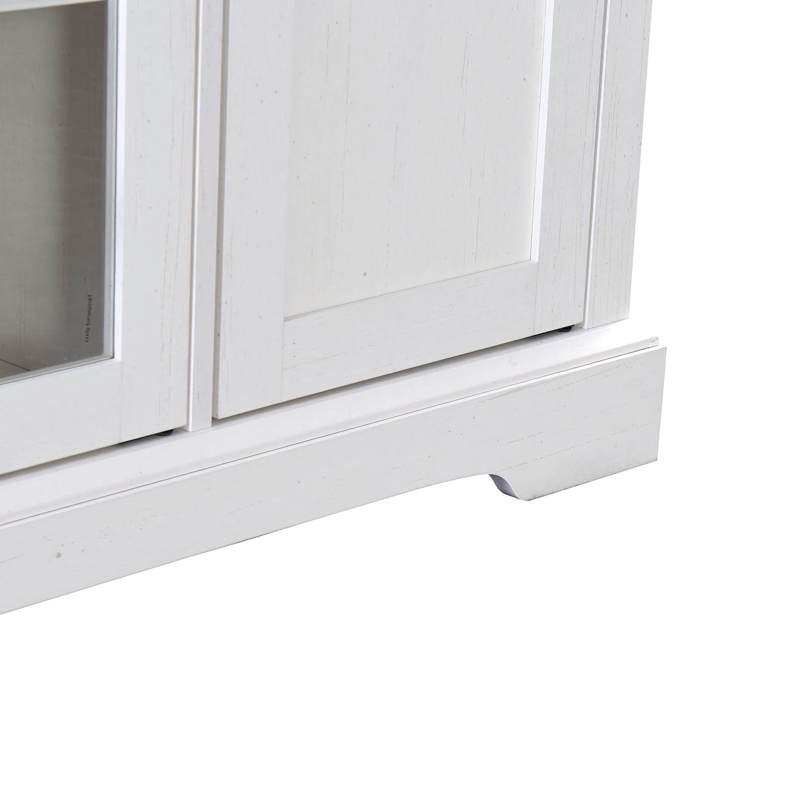 65 Inch TV Stand with 2 Tempered Glass Doors & Adjustable Shelves - Open Style Media Console with Cable Management Holes - Easy Assembly White Entertainment Center for Living Room - Perfect for Home Theater Setup & Modern Living Spaces