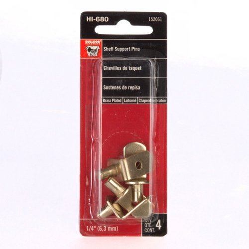 0.25 Inch Bulldog Shelf Support Pins - 4 Pack | Heavy Duty Metal Brackets for Floating Shelves, Bookcases & DIY Home Decor Projects