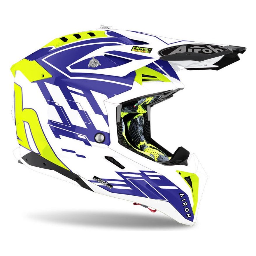 Airoh Aviator 3 Rampage Gloss Blue Motorcycle Helmet - DOT & ECE Certified for Street & Off-Road Riding - Lightweight & Ventilated for Comfort - Perfect for Adventure Touring & Motocross