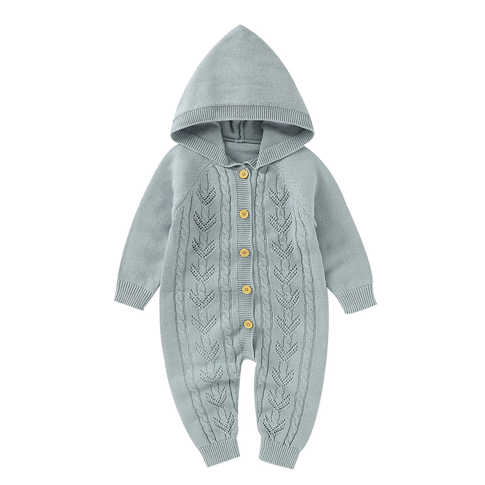 ZHICHUANG Cotton Baby Boys & Girls Sweater Outfits - Soft Knitted Hooded Romper Jumpsuit for Infants & Toddlers | Cozy Winter Wear, Casual Playtime, Photo Shoot Outfits