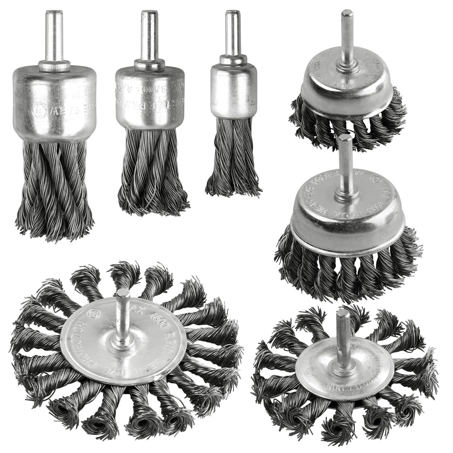7-Piece Twist Knot Wire Wheel Brush Set for Drill - 1/4-Inch Shank for Rust, Paint & Corrosion Removal - Perfect for Metal Cleaning, Auto Restoration & DIY Projects