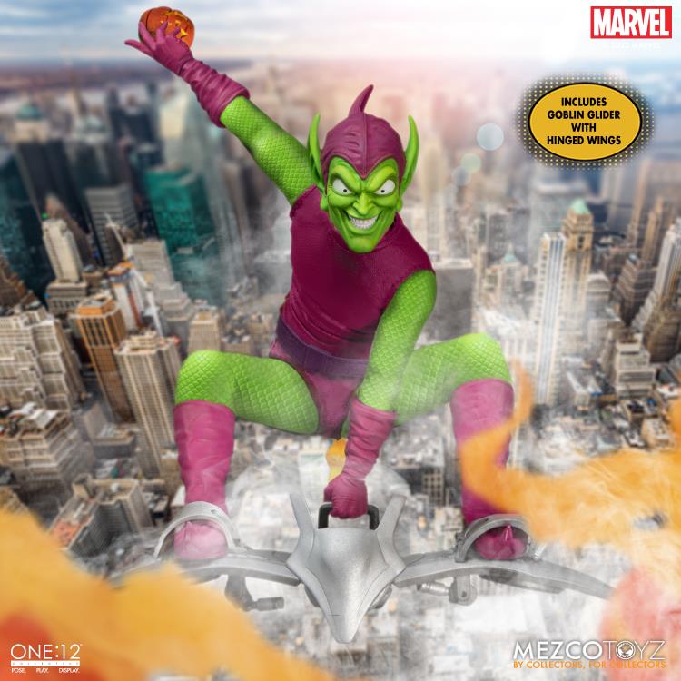 Mezco One:12 Collective Green Goblin Action Figure - Premium 6-Inch Marvel Collectible for Display & Role Play - Perfect for Comic Fans & Collectors