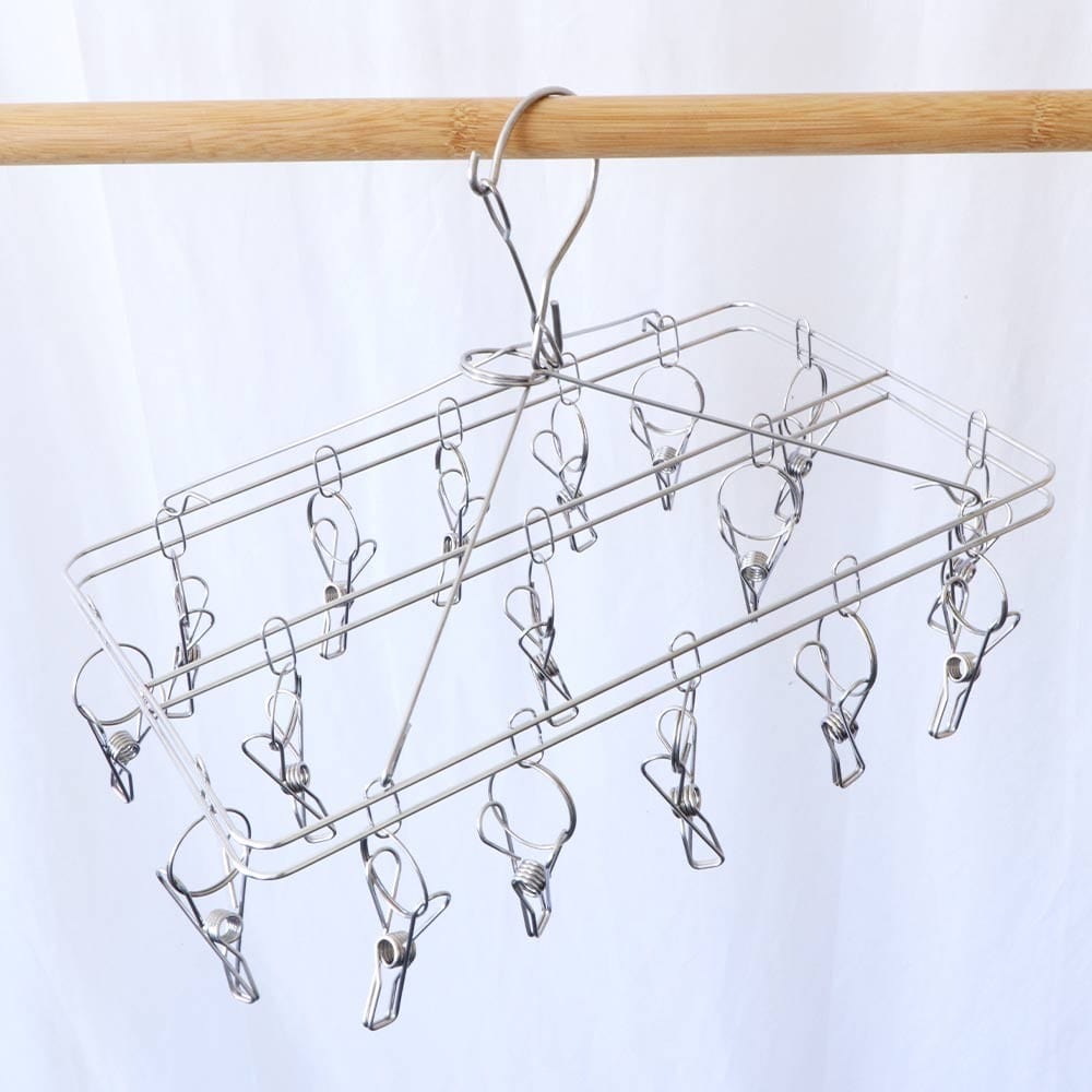 Premium 316 Stainless Steel Sock Hanger with 17 Pegs - Durable Laundry Organizer for Socks, Underwear & Delicates - Perfect for Closet, Laundry Room & Dorm Organization