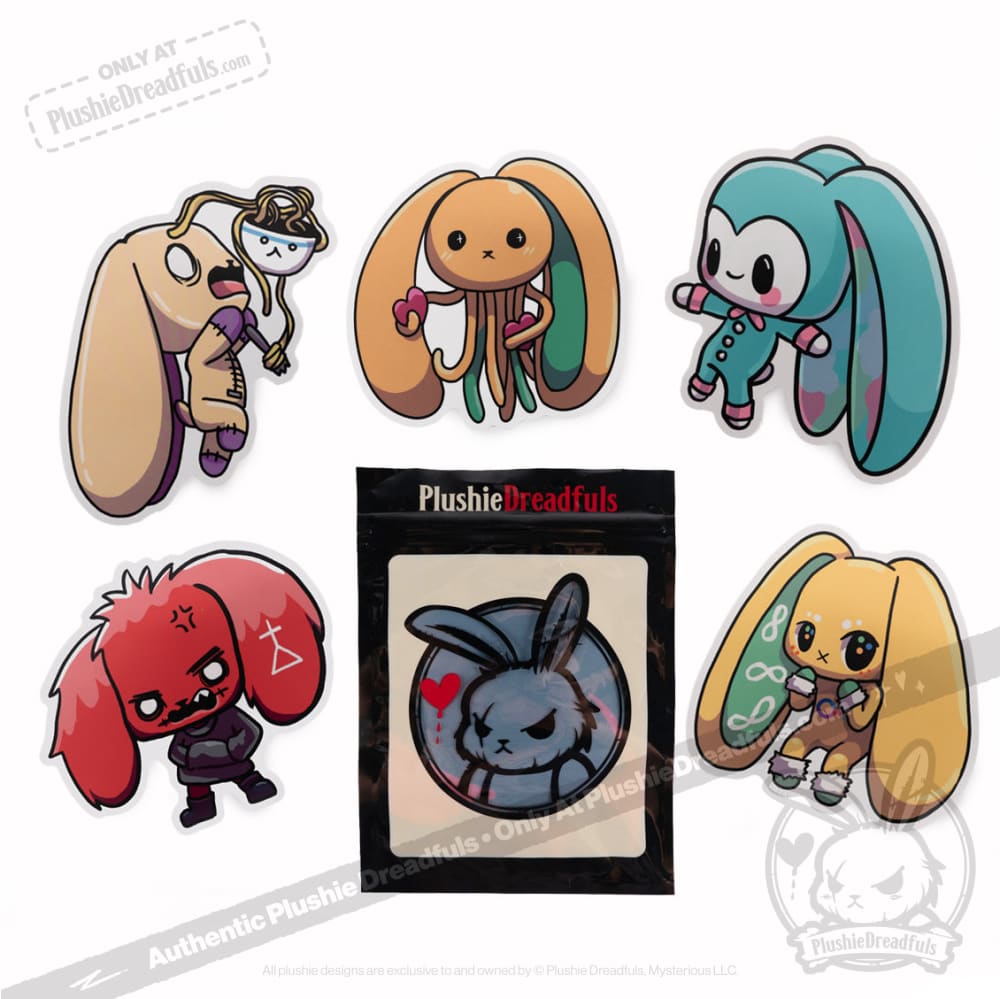 Plushie Dreadfuls Vinyl Sticker Pack Vol. 2 - Cute Kawaii Stickers for Laptops, Water Bottles & Journals - Perfect for DIY Crafts, Scrapbooking & Gift Decoration