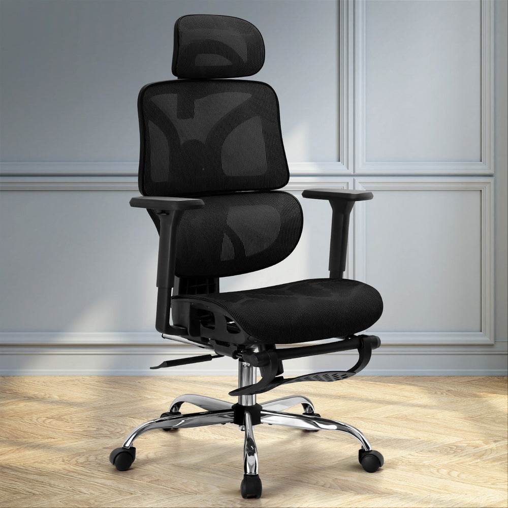 Artiss Ergonomic Office Chair Footrest - Adjustable Height Memory Foam Foot Rest for Under Desk, Black - Perfect for Home Office, Gaming & Workstation Comfort