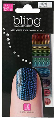 Bling Nail Art Decals - 28 Jazz Hands Design (Pack of 4) | Self-Adhesive Nail Stickers for Gel & Acrylic Nails | Perfect for Parties, Weddings, and Special Occasions
