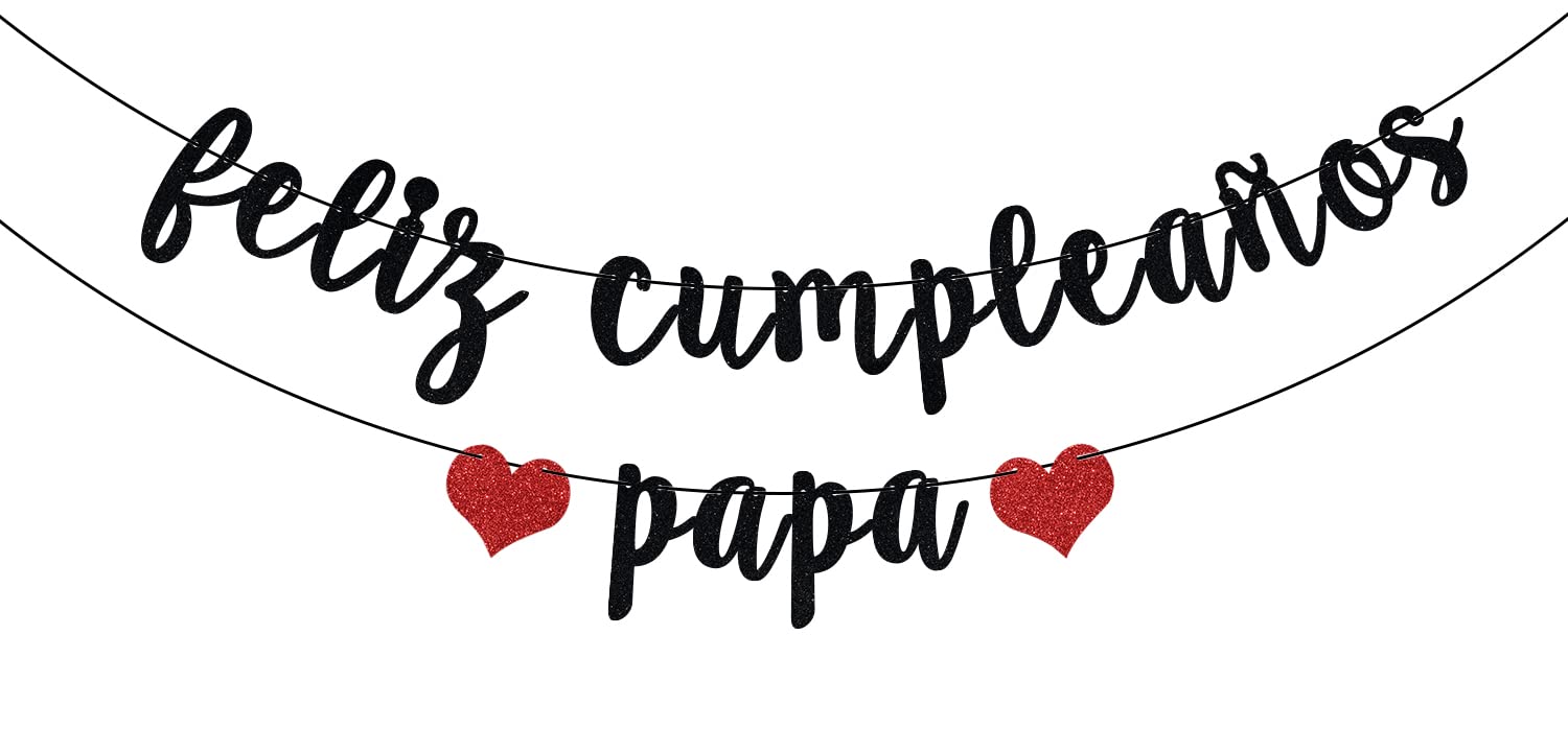 Black Glitter Happy Birthday Dad Banner - Fiesta Theme Party Decorations for Father's Day & Dad Birthday Celebrations - Perfect for Home, Office & Surprise Party Decor