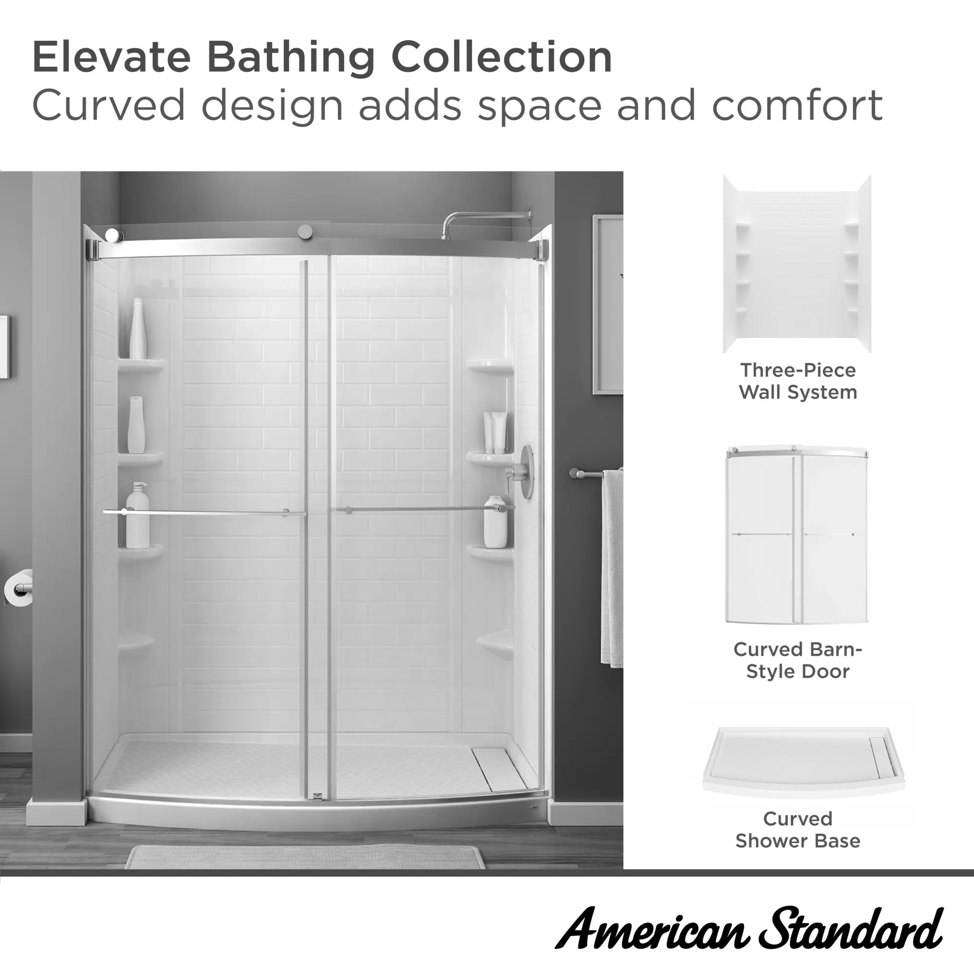 Frameless 60x72 Inch Top Roller Curved Sliding Shower Door - Premium Bathroom Upgrade for Modern Homes & Luxury Hotels