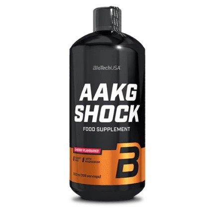 BioTechUSA AAKG Shock Extreme Pre-Workout Supplement - Cherry Flavor, 1000ml for Muscle Pump & Endurance | Ideal for Gym, Bodybuilding & Athletic Performance