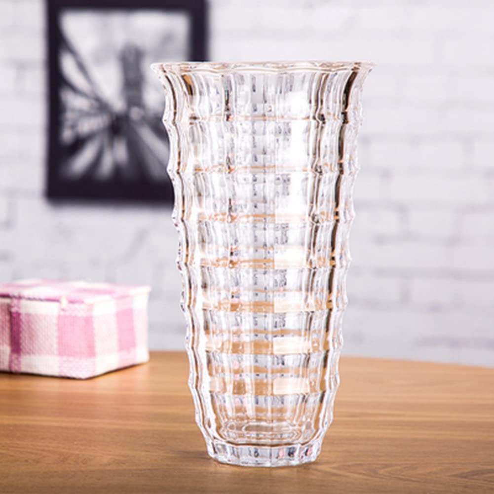 Handmade Crystal Glass Vase - 10x5 Inch Elegant Decorative Vase for Flower Arrangements, Home Decor, Office, Wedding & Special Events - Perfect Centerpiece for Dining Table, Living Room & Gift Giving
