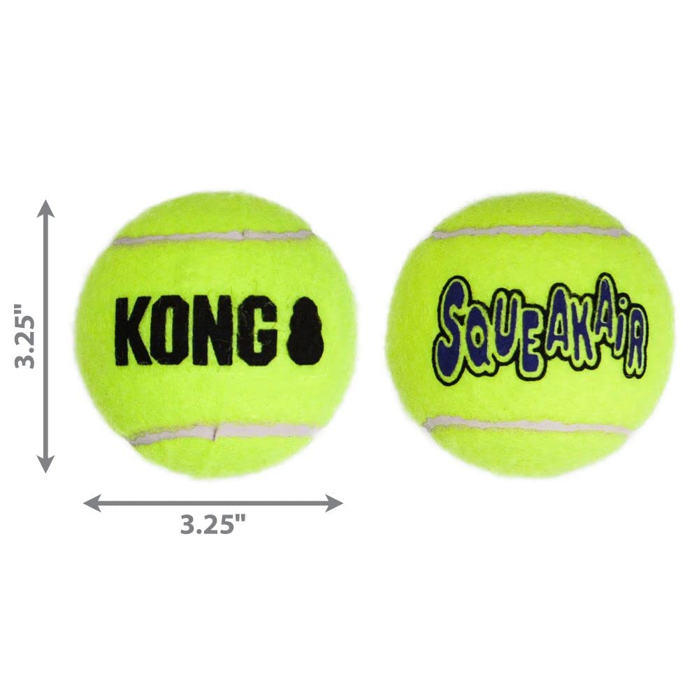 KONG SqueakAir Balls for Large Dogs - 2 Pack Durable Chew Toys for Aggressive Chewers - Perfect for Outdoor Play, Fetch & Training Sessions
