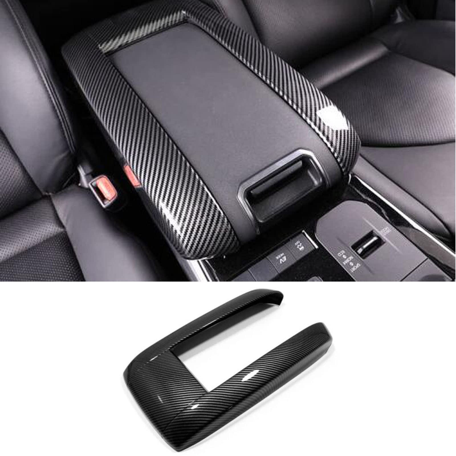 Premium Carbon Fiber Armrest Box Cover for Toyota Highlander 2020-2022 - Durable Interior Car Center Console Protector | Upgrade Your Vehicle's Style & Comfort for Daily Commutes & Road Trips