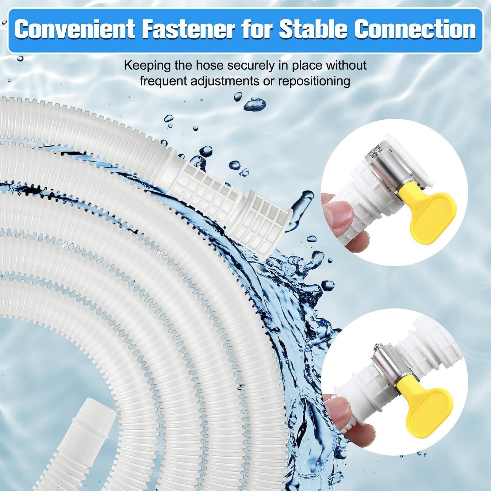 13FT Portable Air Conditioner Drain Hose Kit - 3/5 Inch Leakproof AC Drainage Pipe with Adjustable Rubber Adapter & Clamp - Replacement Hose for Portable AC Units & Dehumidifiers - Perfect for Home, Office, and RV Cooling Systems