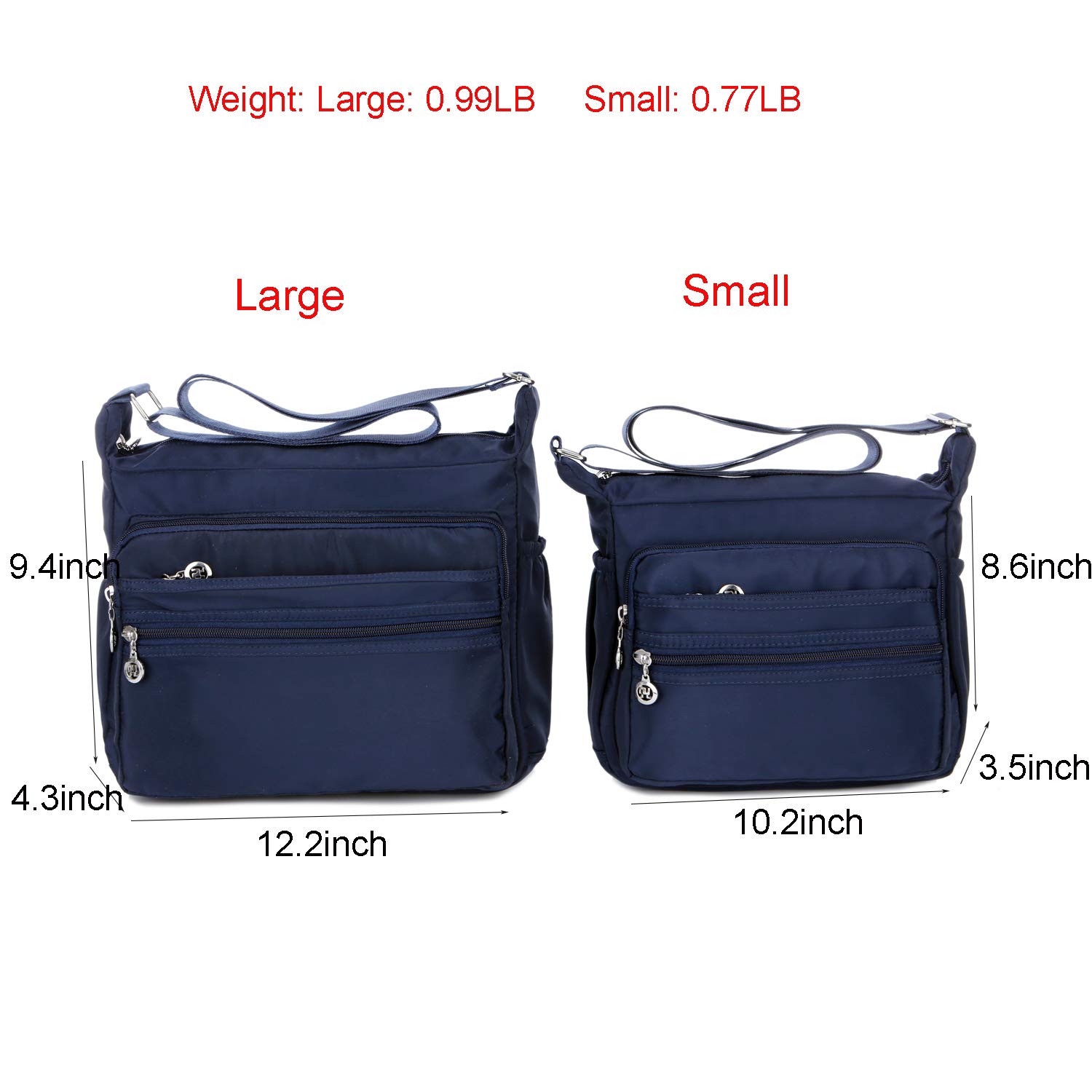 Women's Lightweight Nylon Crossbody Bag - Multi-Pocket Travel Purse for Daily Use & Outings