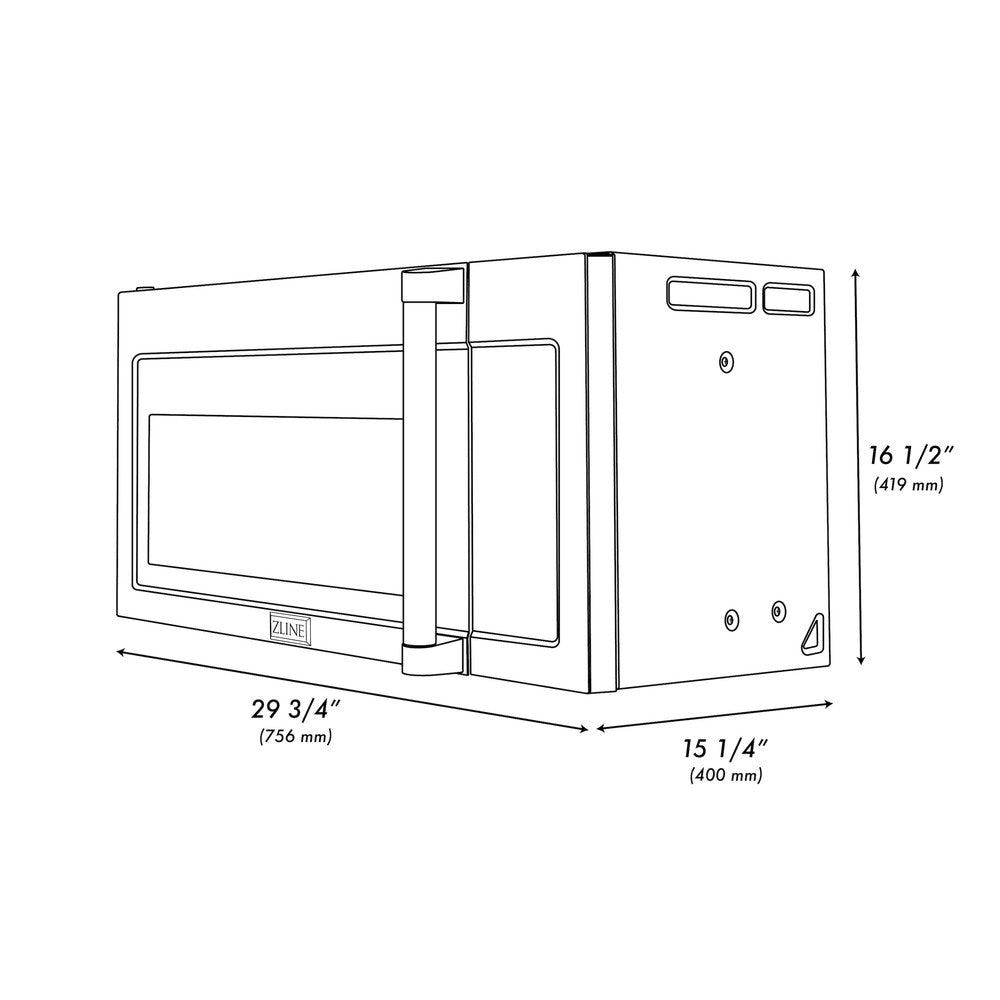 ZLINE 30 Inch Stainless Steel Over the Range Convection Microwave Oven with Traditional Handle - Built-In Microwave for Kitchen, Perfect for Baking, Reheating & Space-Saving Solutions (MWO OTR H 30)