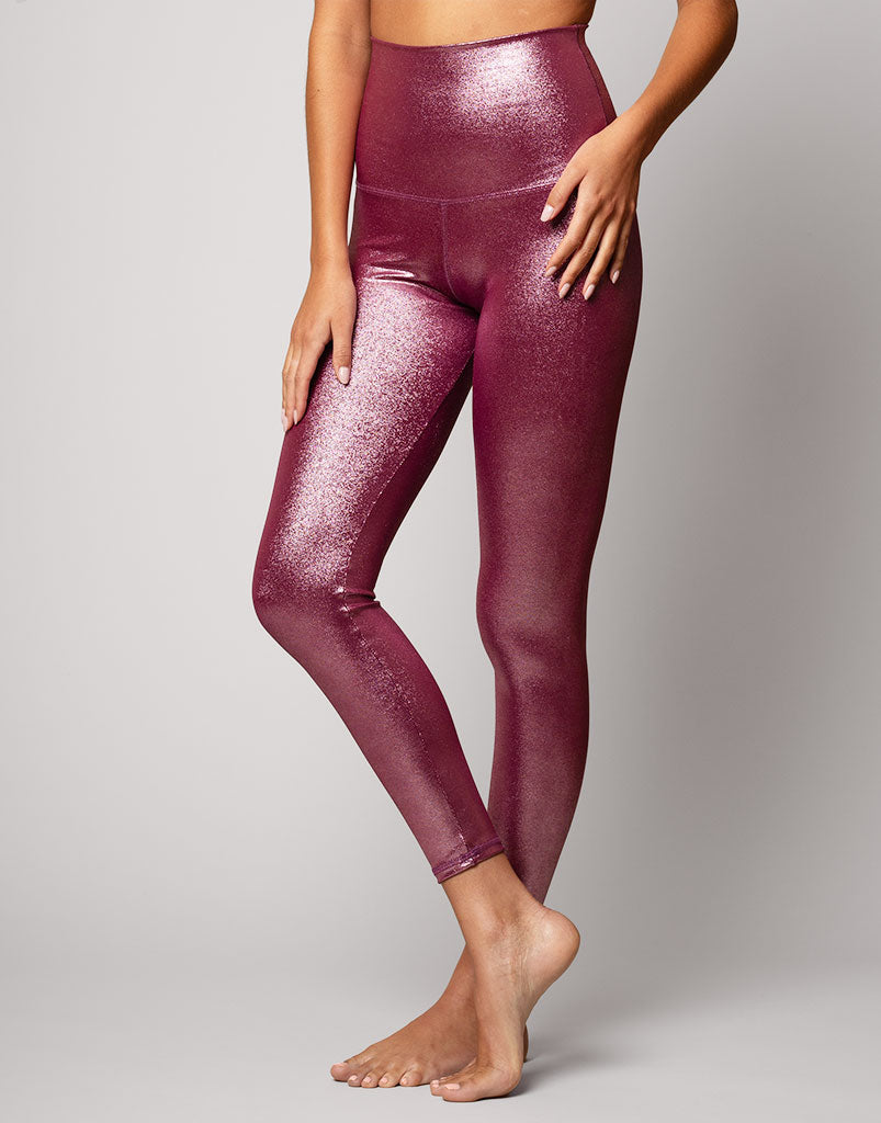 Pink Shimmer Special Edition Leggings - High Waisted Yoga Pants for Women, Soft & Stretchy Workout Tights - Perfect for Yoga, Gym, Running & Lounge Wear