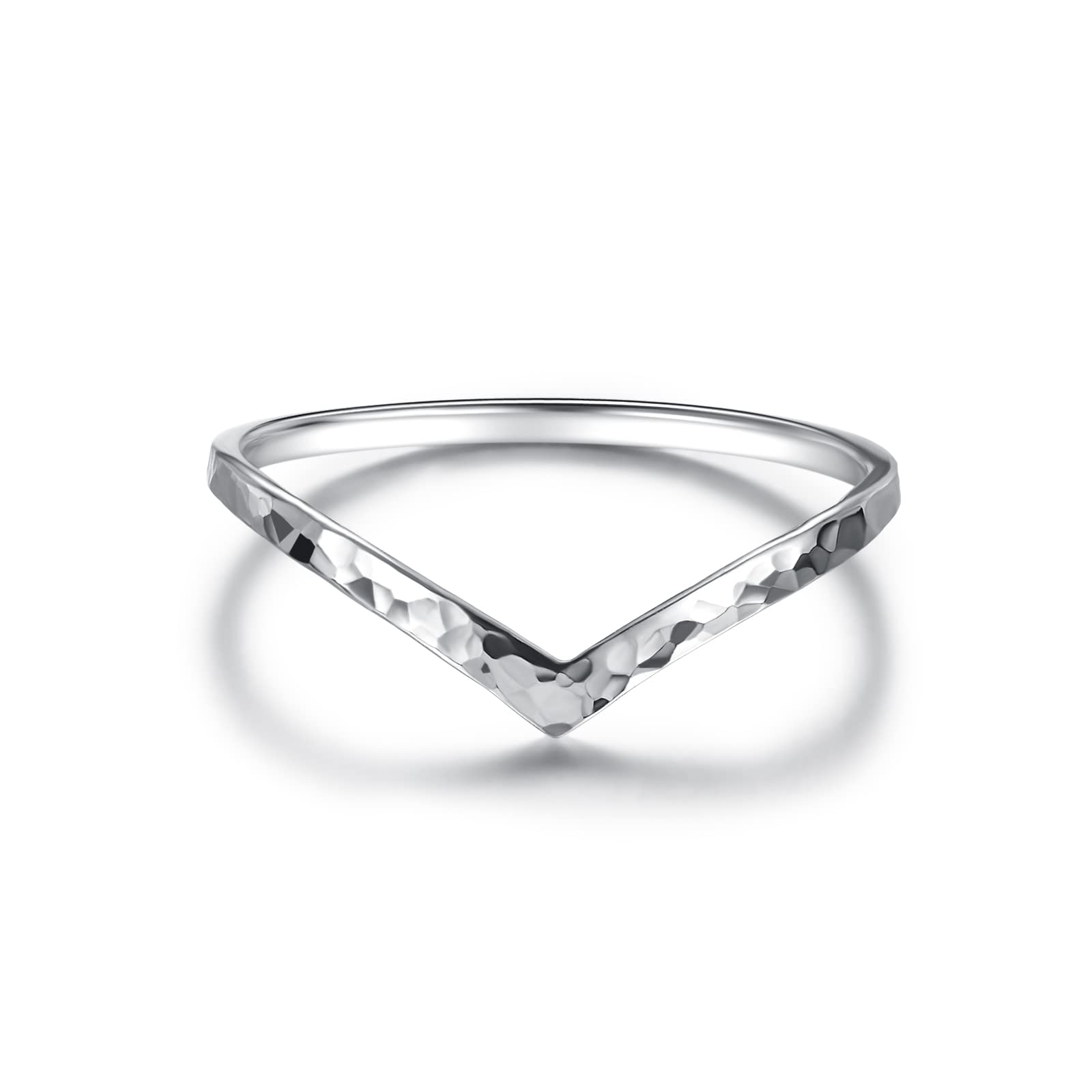 Hammered Stacking Rings for Women - Minimalist Skinny Sterling Silver Rings Set of 8 | Perfect for Layering, Everyday Wear & Gift Giving