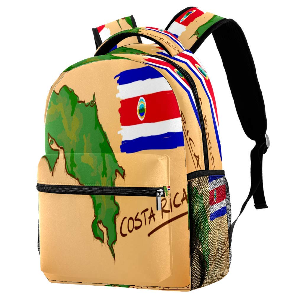 Authentic Costa Rica Map & National Flag Backpack - Durable School Book Bag, Lightweight Travel Daypack for Students & Commuters - Perfect for College, Hiking & Daily Use