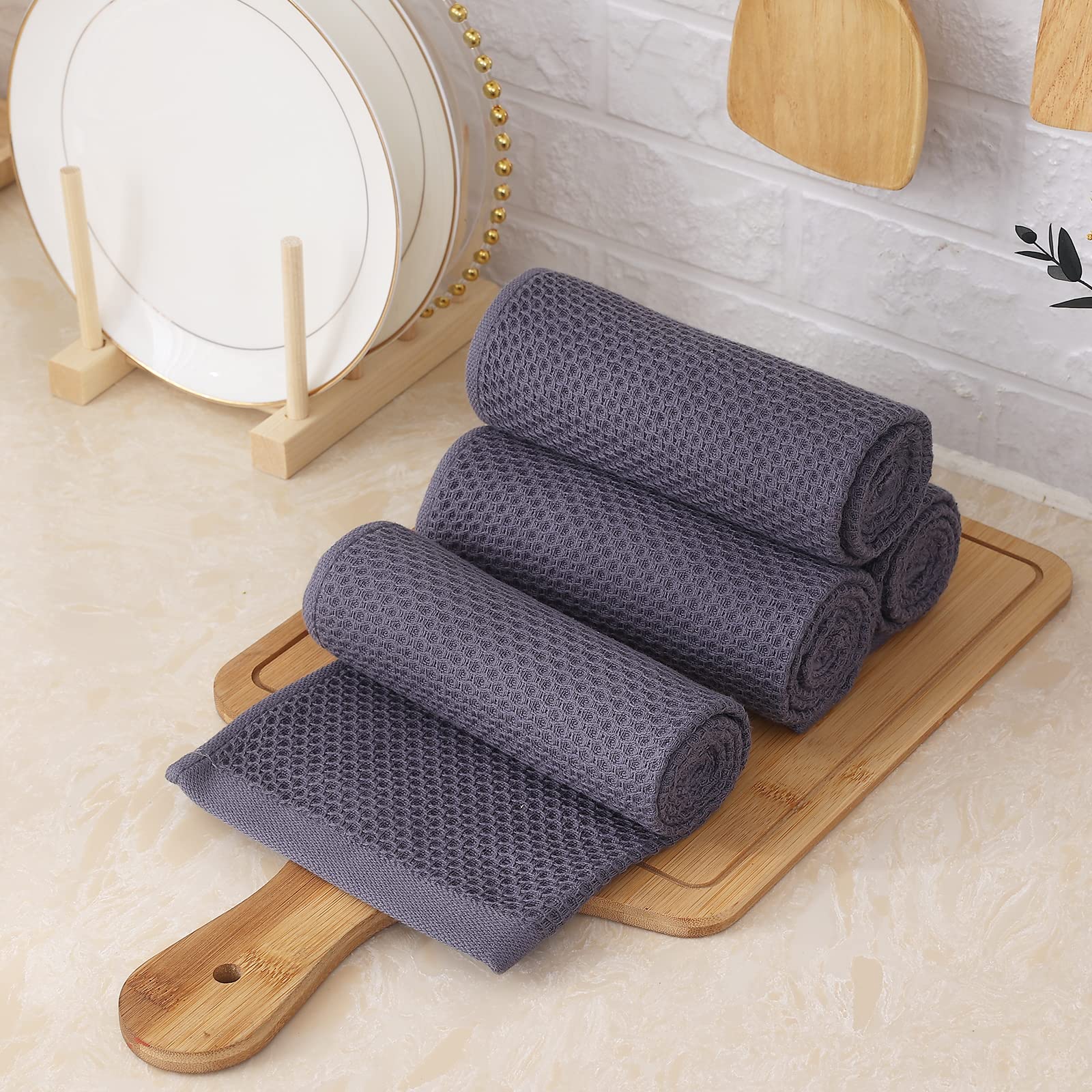 Homaxy 100% Cotton Waffle Weave Kitchen Towels - Super Absorbent & Machine Washable Dish Towels (13