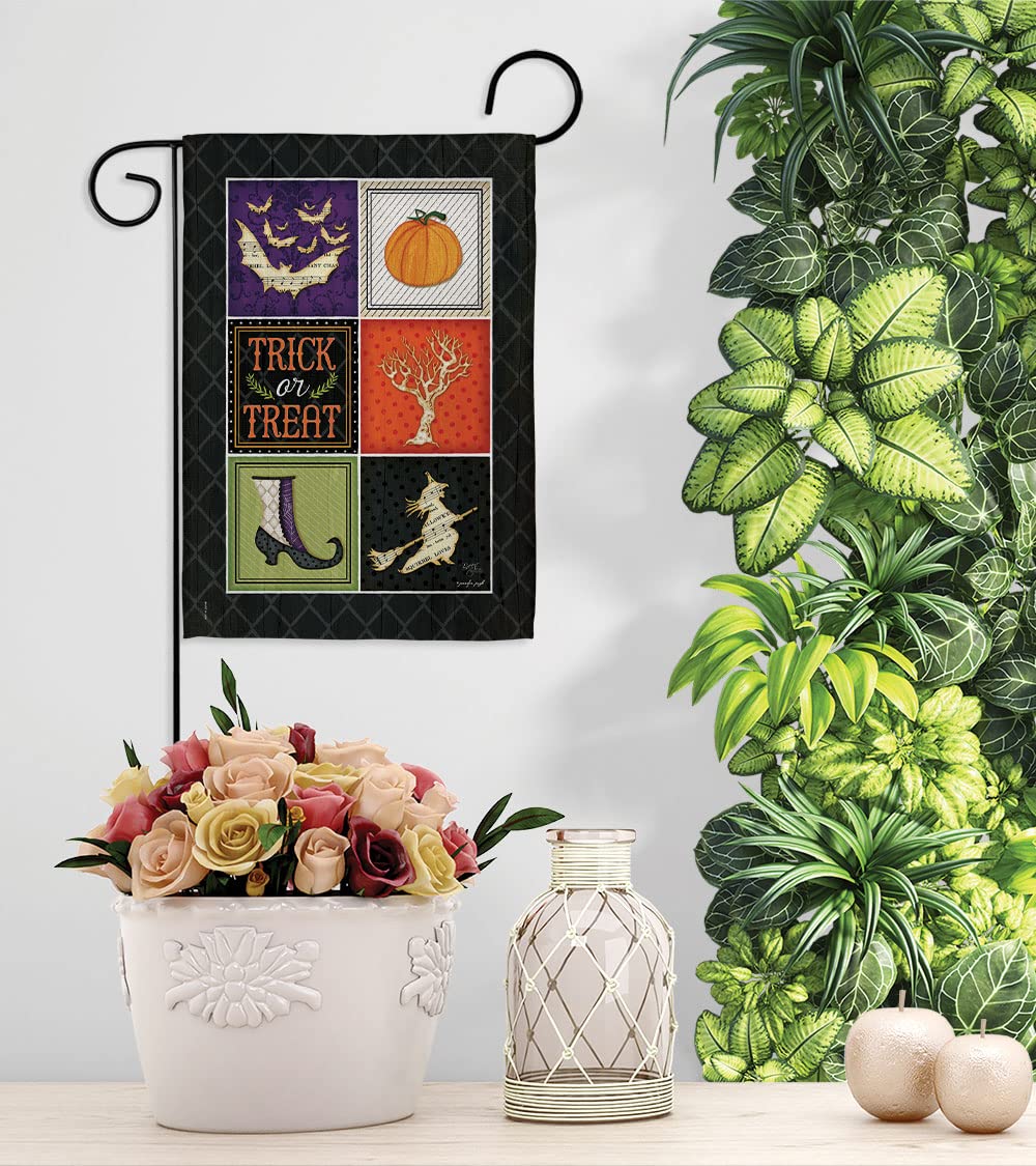 Breeze Decor Halloween Garden Flag - Trick or Treat Collage, 13x18.5in - Fall Decor for Outdoor