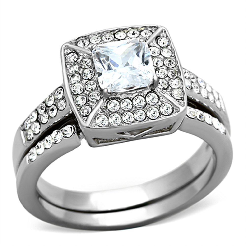 2.65ct Halo Princess Cut CZ Wedding Ring Set for Women Size 5-10 - Elegant Bridal Jewelry