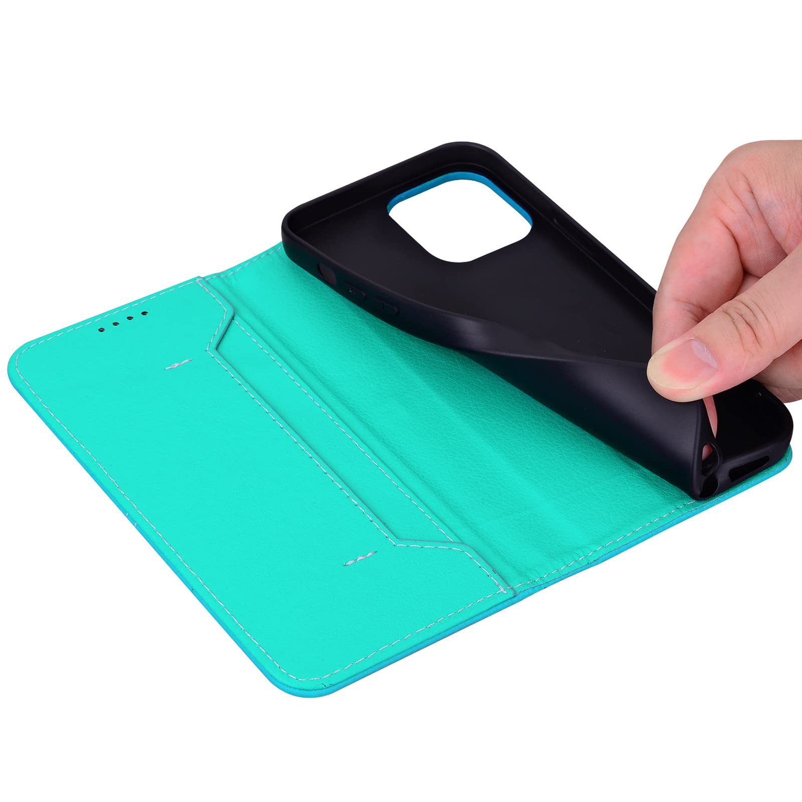 Premium JabrOn Flip Wallet Case for iPhone 14/14 Plus/14 Pro/14 Pro Max - Genuine Leather with Kickstand, Card Slots & Magnetic Closure | Shockproof TPU Interior | Perfect for Daily Use, Travel & Business (Blue, iPhone 14 Pro)