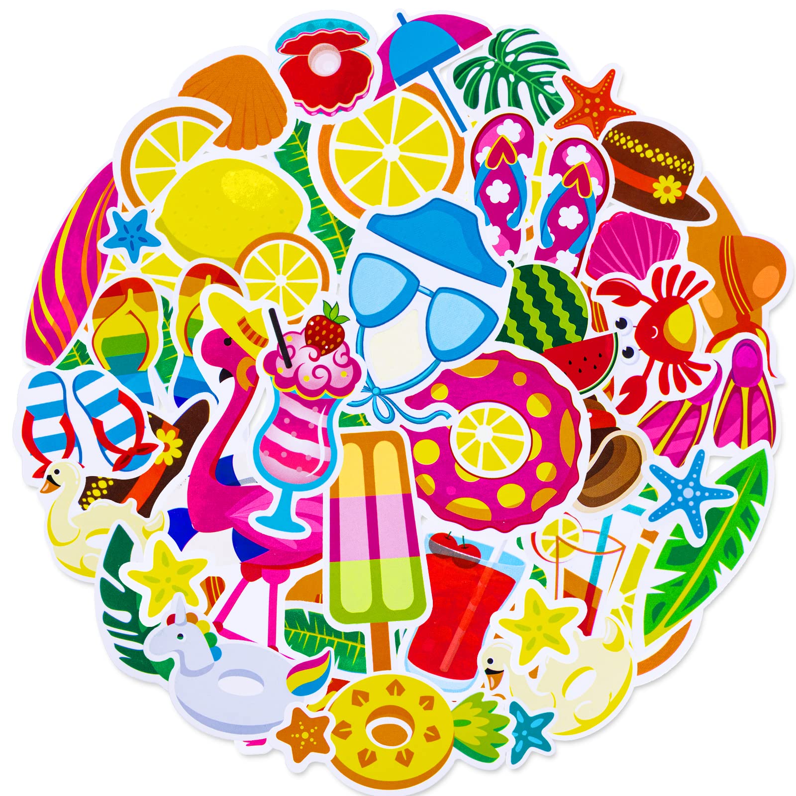 FLYAB 145Pcs Summer Beach Stickers - Waterproof Aesthetic Vinyl Decals for Water Bottles, Laptops, Hydro Flasks, Cars, Phones, Luggage & Skateboards | Perfect for Scrapbooking, Travel & Outdoor Adventures