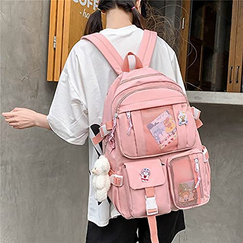 Alafime Cute Kawaii Backpack for School & College - Pink Laptop Bookbag with School Supplies | Perfect for Class, Travel & Daily Use