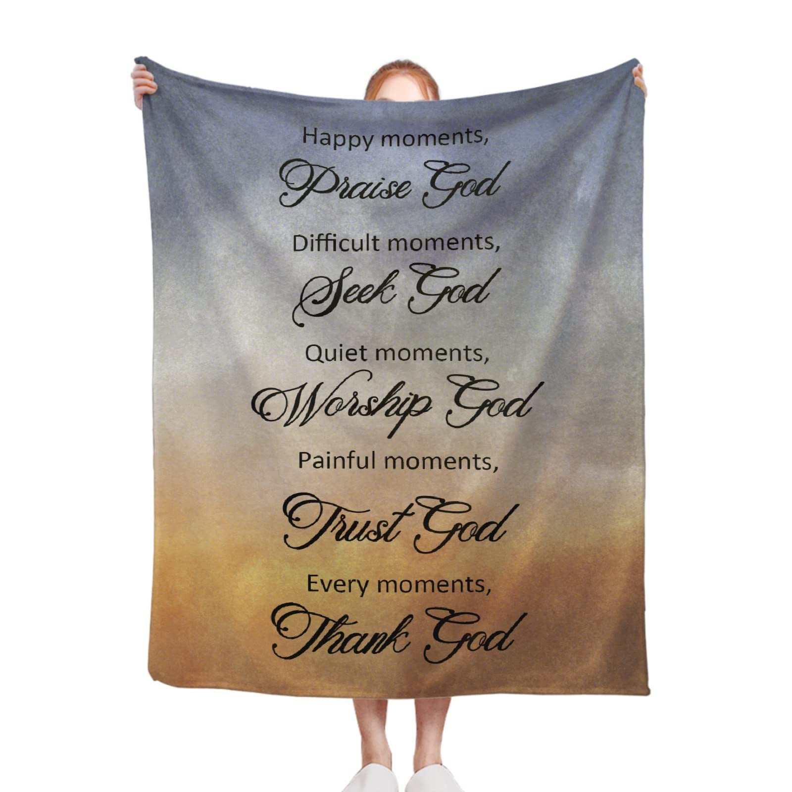 Inspirational Religious Prayer Blanket - Lightweight Super Soft Microfiber Flannel Throw Blanket for Couch, Bed, Sofa & Chair (40x30 Inches) - Perfect for Home Decor, Gift Giving & Pet Comfort