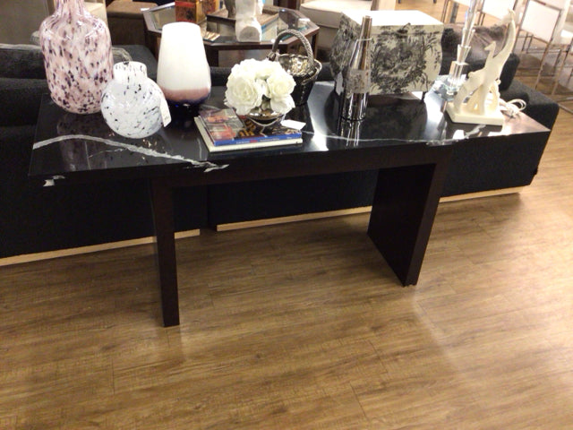 Elegant Black and White Marble Console Table - Modern Entryway Furniture for Hallway, Living Room & Home Decor