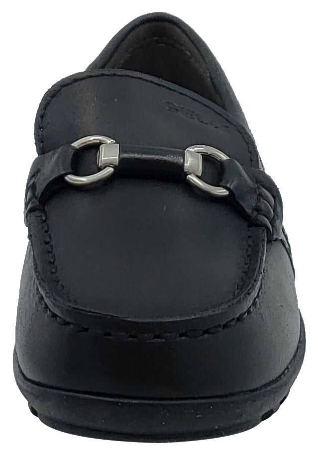Geox Jr Boys Black Premium Leather Slip-On Moccasins - Comfortable & Stylish Casual Shoes for School, Playdates & Everyday Wear