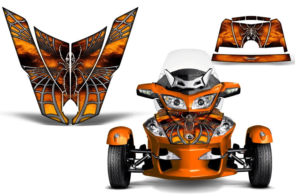 Can-Am BRP Spyder RT Hood Graphics Kit - Orange SpiderX Decals & Stickers for Motorcycle Customization | Perfect for Bike Shows, Road Trips & Personalization