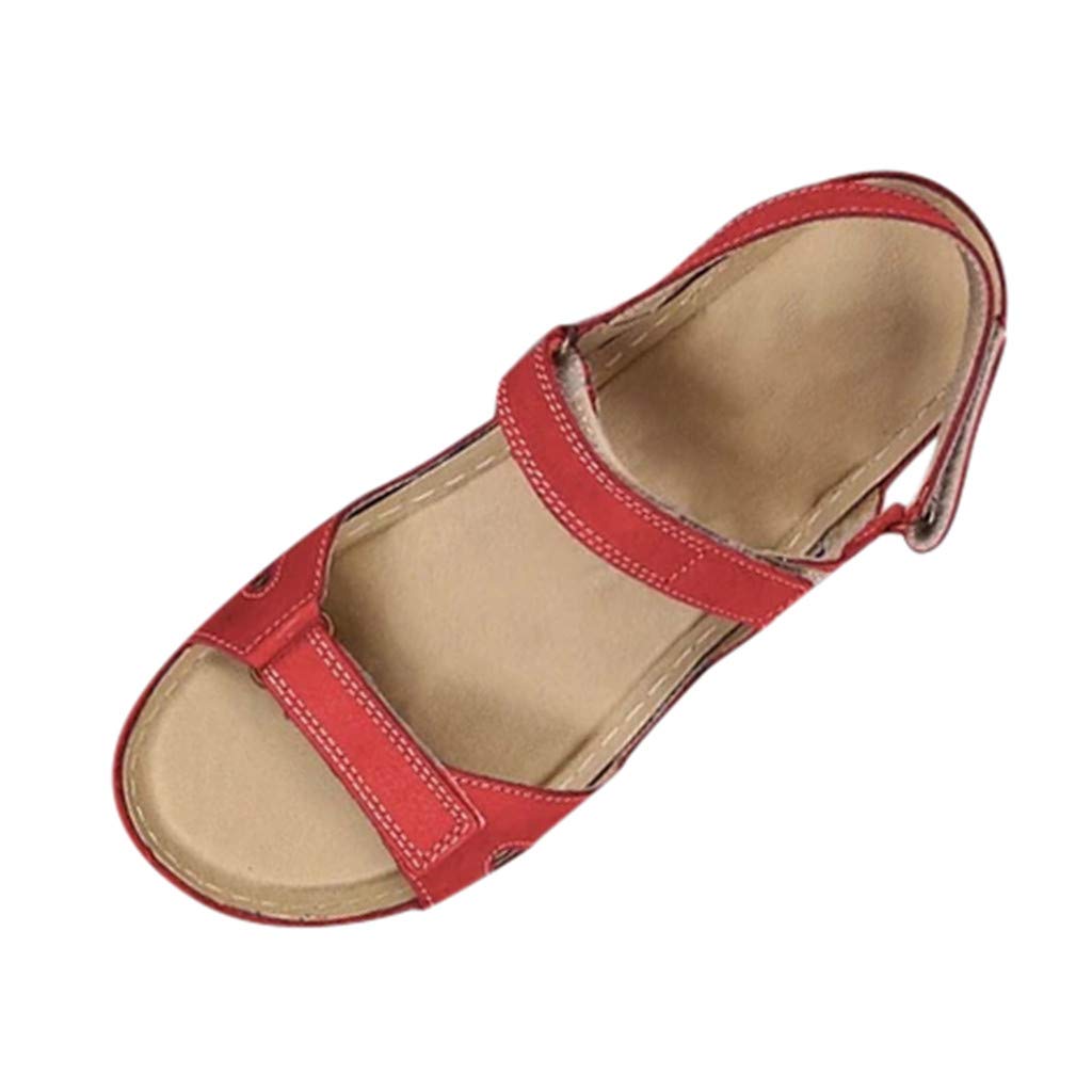 Women's Flat Sandals Open Toe Solid Wedges - Casual Comfortable Beach Shoes for Outdoor Walking, Summer Vacation & Travel