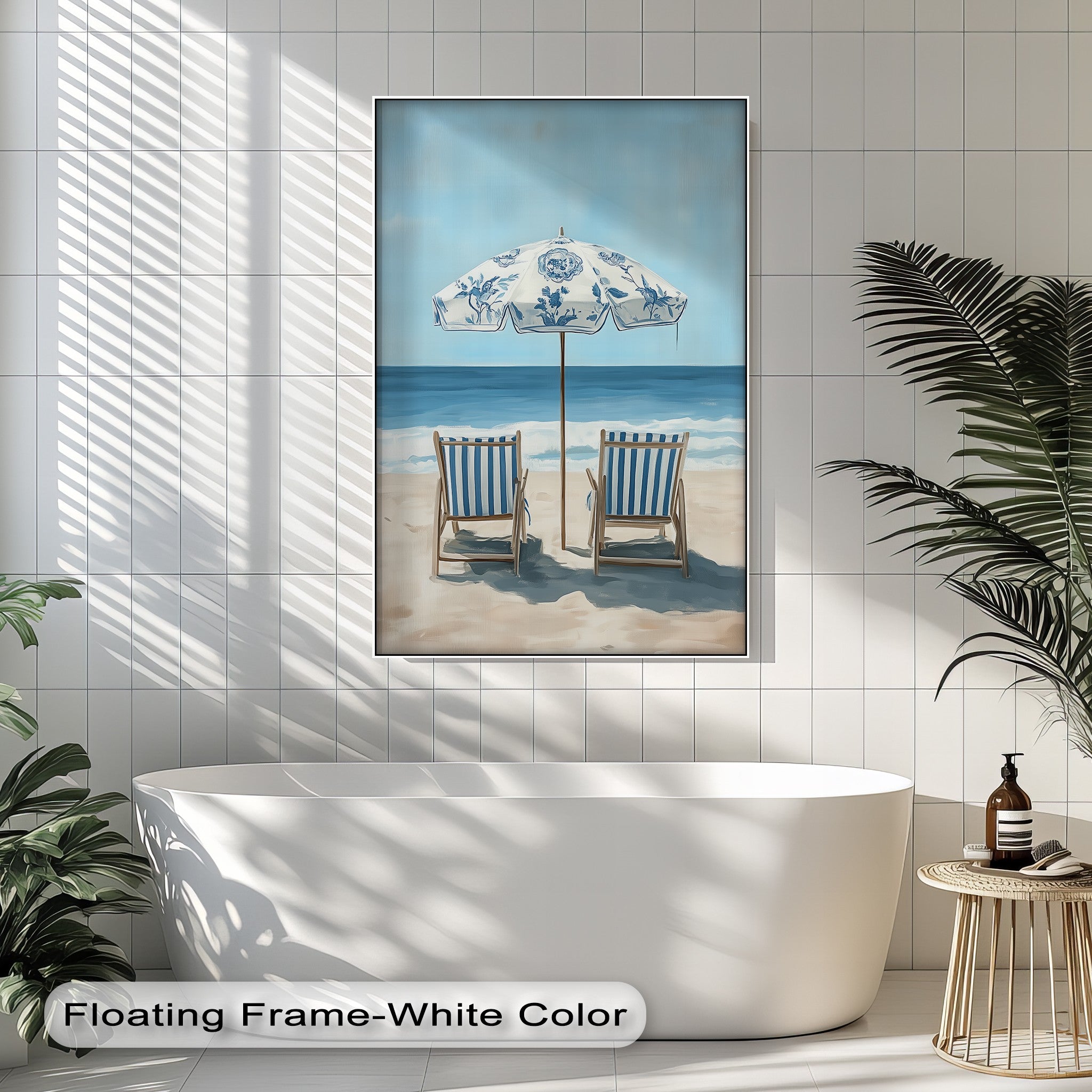 Blue Striped Beach Chairs Canvas Wall Art - Coastal Decor for Living Room, Bedroom & Office - Perfect Beachfront Home Decor & Gift Idea