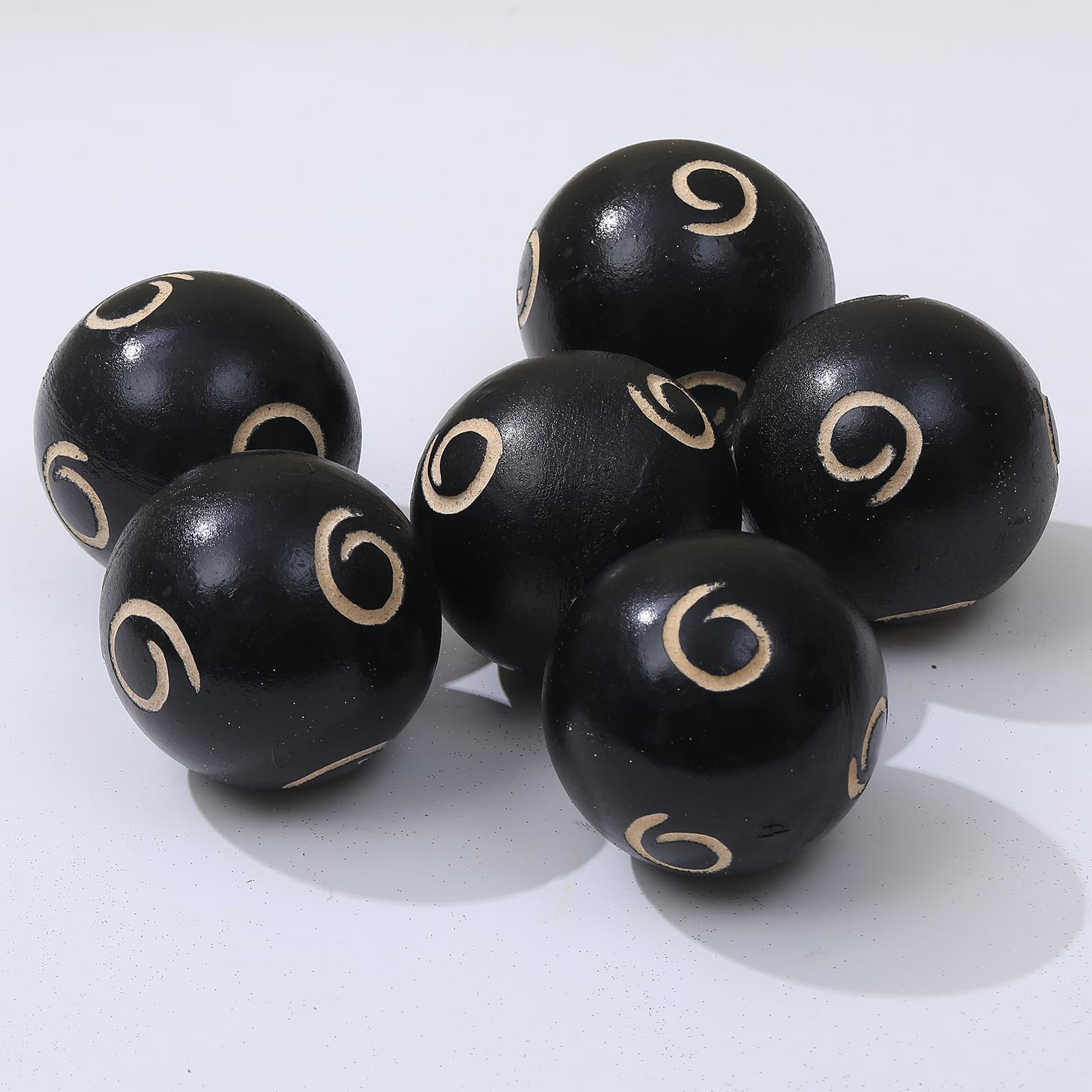 Set of 6 Decorative Balls - 2.6 Inch Tadpole Pattern Orbs for Dining Table Centerpiece, Coffee Table Decor, Bowl Fillers - Perfect for Wedding, Home, and Party Decoration