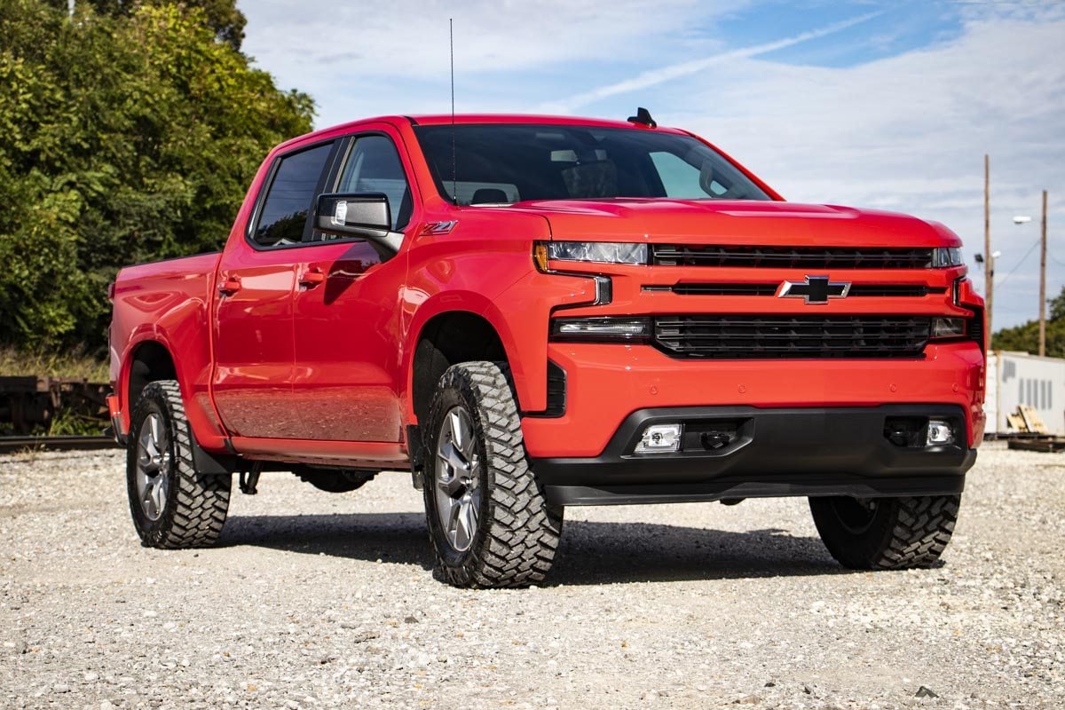 3.5 Inch Lift Kit for GMC Sierra 1500 2WD/4WD (2019-2025 & Classic) - Mono Leaf Rear Suspension & N3 Struts | Part# 28831RED | Off-Road Performance Upgrade for Trucks