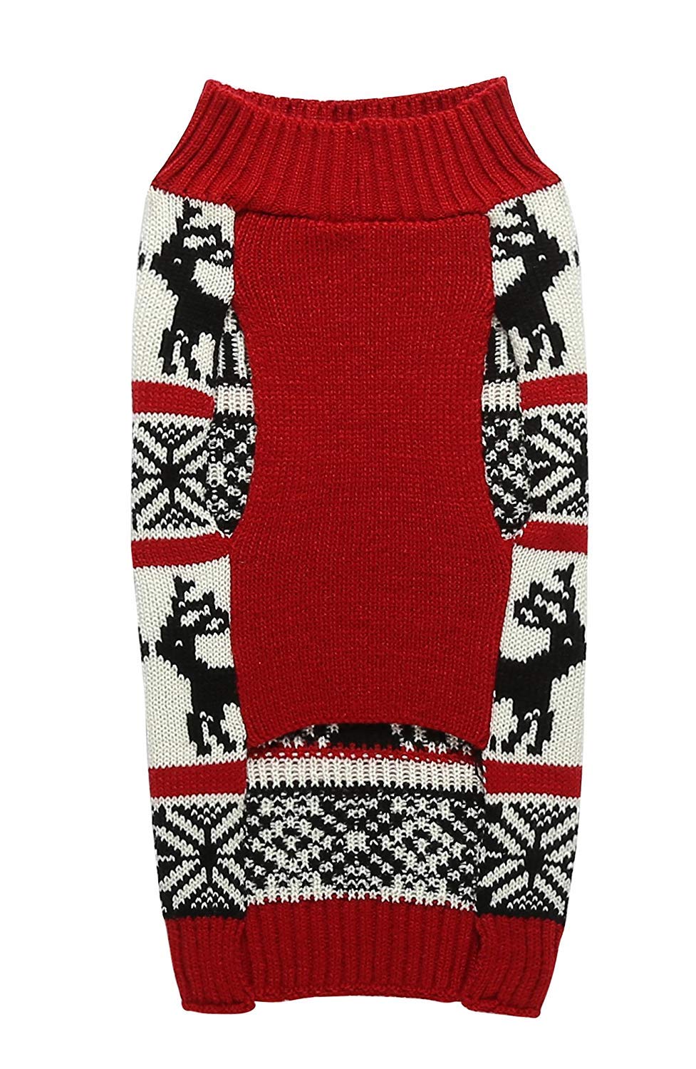 Vintage Knit Ugly Christmas Dog Sweater - Reindeer Holiday Festive Pet Apparel for Small Dogs (Back 12