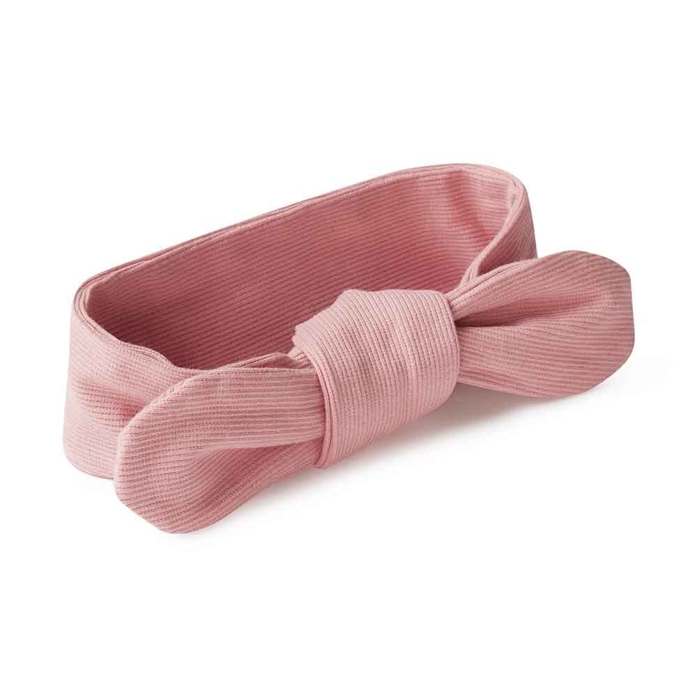Snuggle Hunny Organic Ribbed Topknot Headband for Women - Soft Stretchy Hair Band for Workouts, Yoga & Everyday Wear - Rose Pink