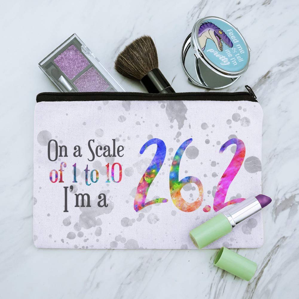 26.2 Marathon Runner Makeup Bag - Waterproof Cosmetic Organizer Pouch with Rainbow Design for Travel, Gym & Sports (1 to 10 Scale) | Perfect for Runners, Athletes & Fitness Enthusiasts