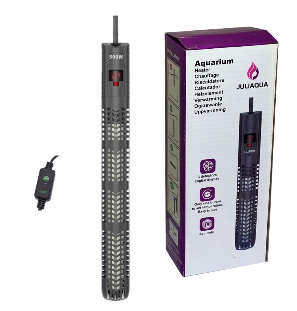 500W Submersible Aquarium Heater with Digital Temperature Display - Adjustable Fish Tank Heater for Freshwater & Saltwater Tanks - Perfect for Tropical Fish, Turtles & Aquatic Plants