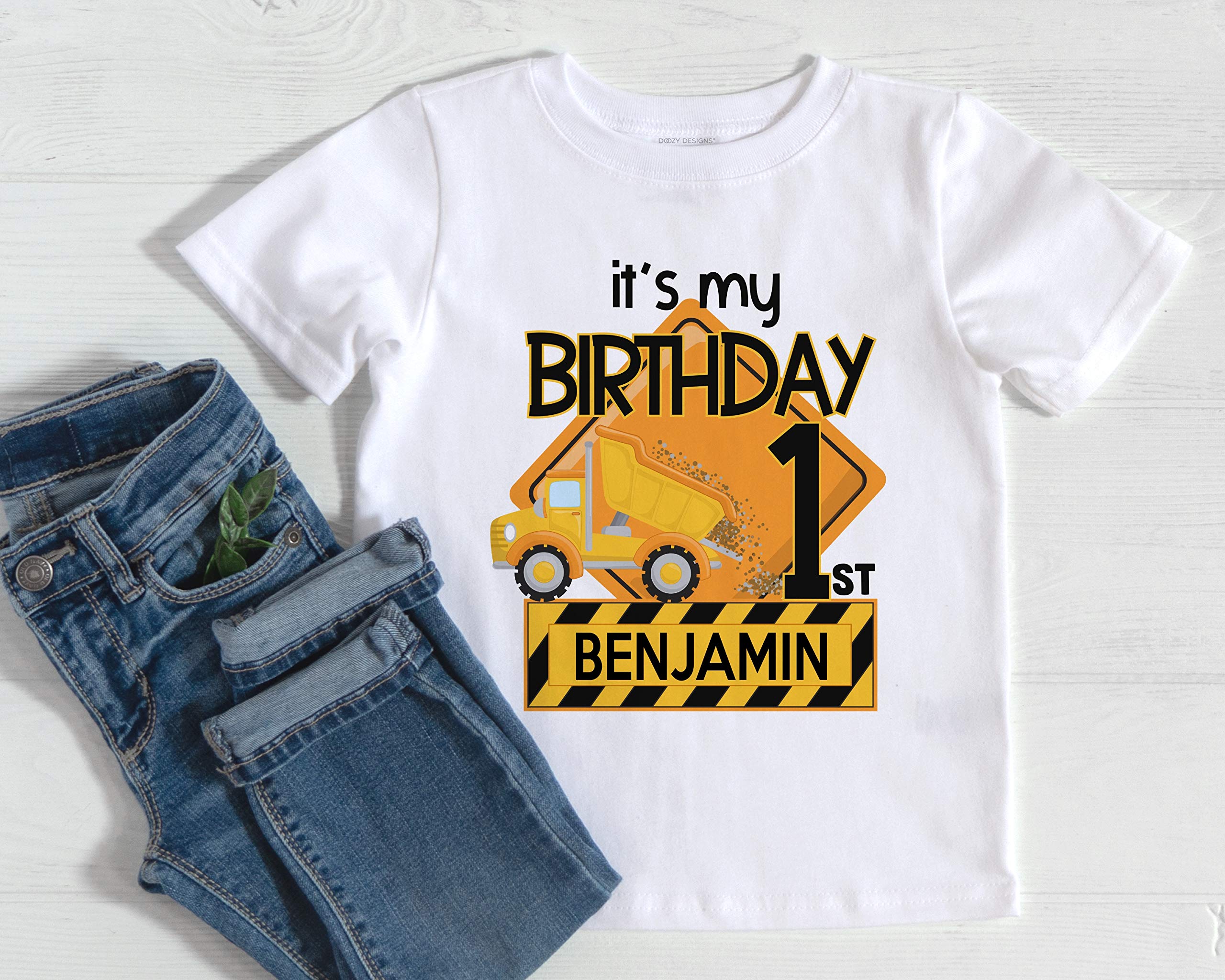 Baby Boy's First Birthday Outfit - Dump Truck Themed 'The Big One' 2T Short Sleeve Bodysuit | Perfect for 1st Birthday Photos, Cake Smash & Special Celebrations