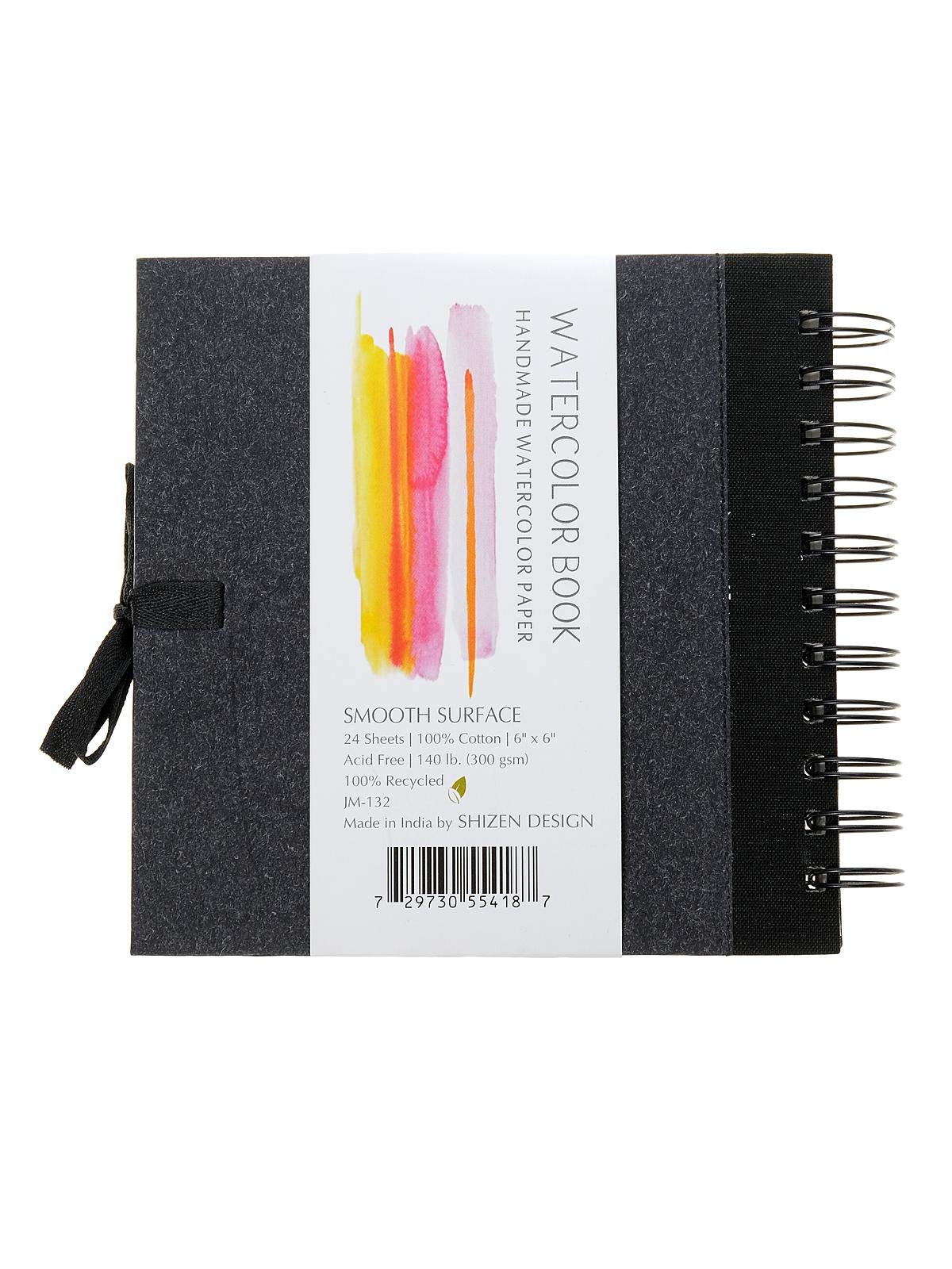 Premium Shizen Design Watercolor Sketchbook - 6x6 Inch Black Paper Cover with 24 Acid-Free Sheets for Artists & Calligraphy | Ideal for Watercolor Painting, Ink Drawing & Mixed Media Art