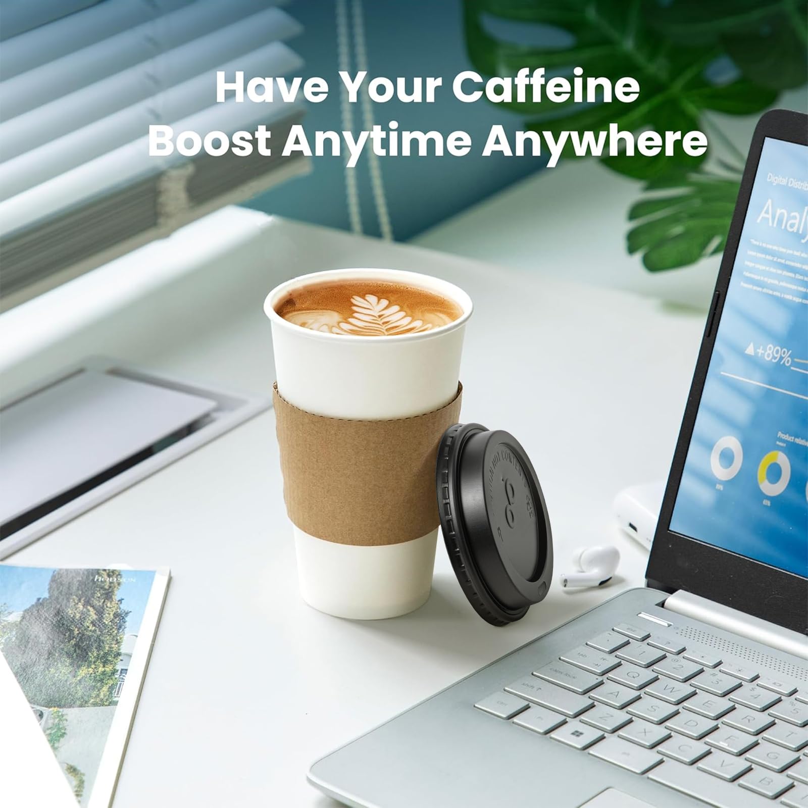 500 Pack 8 oz Disposable Coffee Cups with Lids & Sleeves - Leak-Proof To-Go Paper Cups for Hot Beverages - Durable for Home, Office, Party & Meal Prep - Perfect for Coffee Shops, Cafes & Catering Services