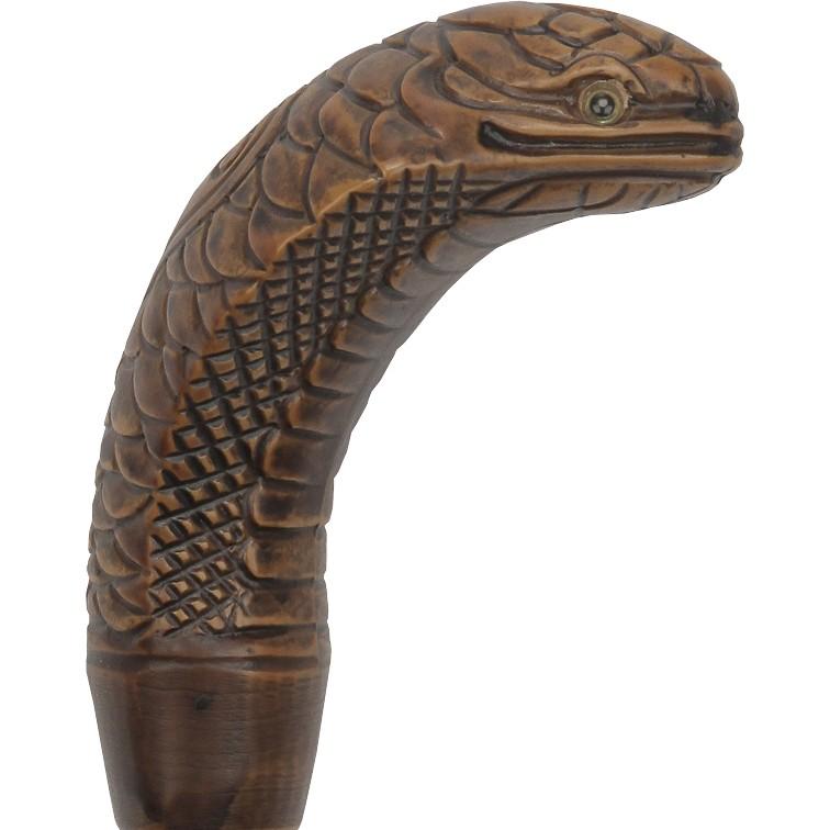 Scratch and Dent Brown King Cobra Imitation Wood Handle Italian Billiard Cue with Custom Shaft and Collar V3439 - Perfect for Pool, Snooker, and Professional Billiards Play