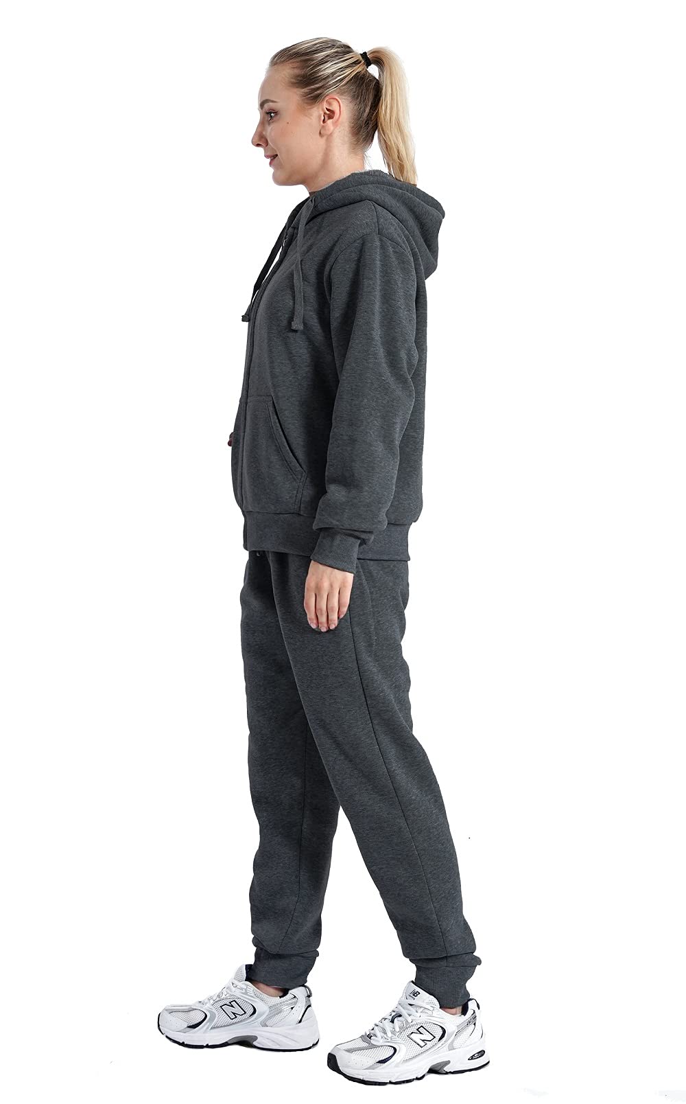 Facitisu Women's 2-Piece Fleece Tracksuit Set - Cozy Pullover Hoodie & Jogger Pants with Pockets | Lounge Wear, Casual Outfit, Athleisure for Home & Gym